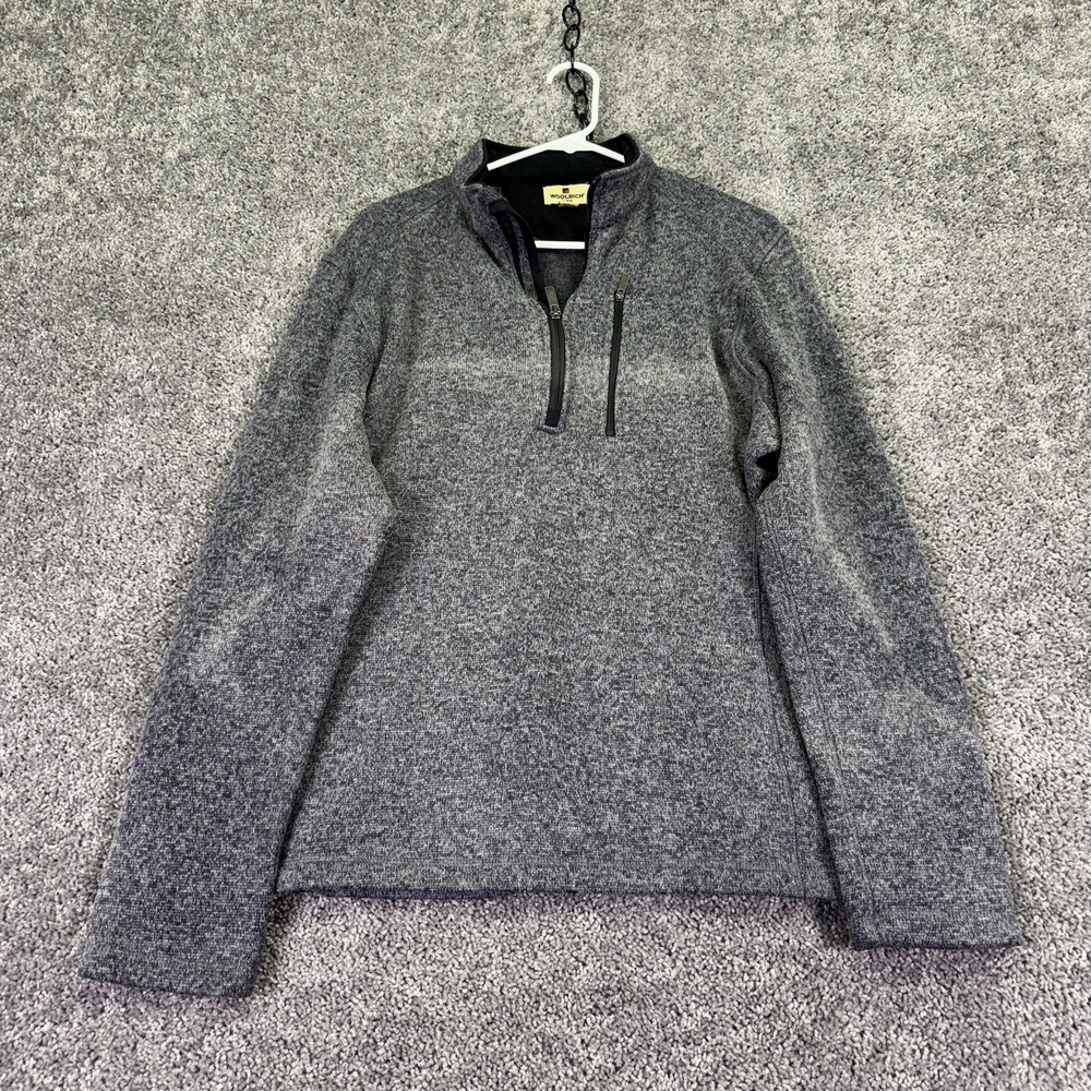 Woolrich Sweatshirt Mens XL Gray Fleece 1/4 Zip Pullover Pocket Outdoor Warm